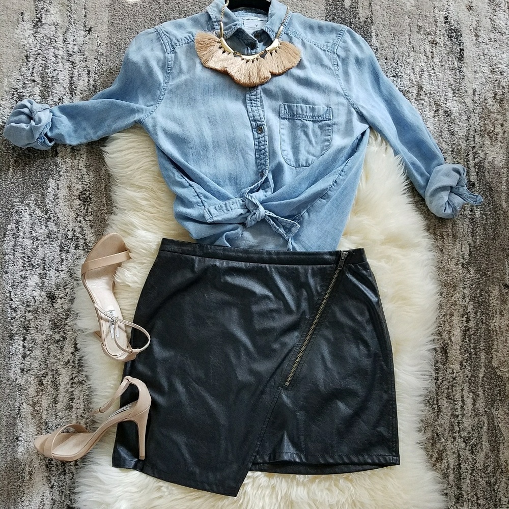 Sanctuary- asymmetrical, faux leather skirt